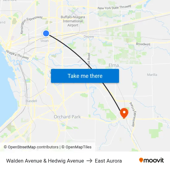 Walden Avenue & Hedwig Avenue to East Aurora map