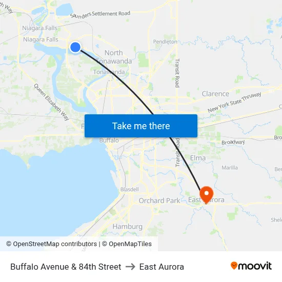 Buffalo Avenue & 84th Street to East Aurora map