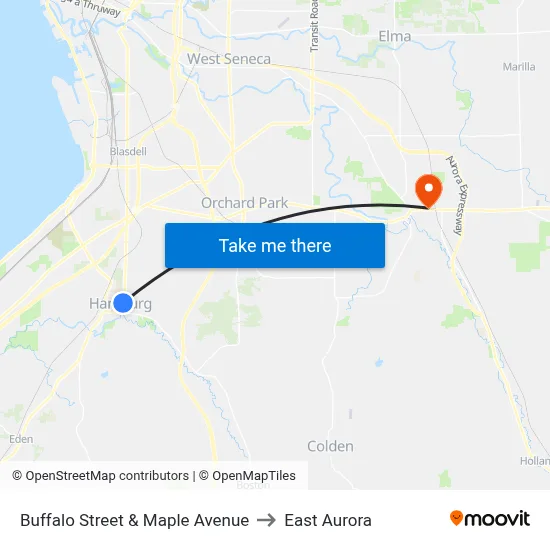 Buffalo Street & Maple Avenue to East Aurora map