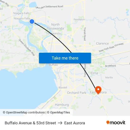 Buffalo Avenue & 53rd Street to East Aurora map