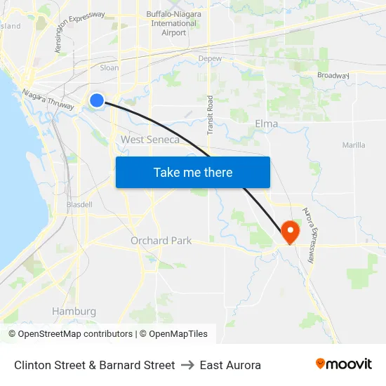 Clinton Street & Barnard Street to East Aurora map