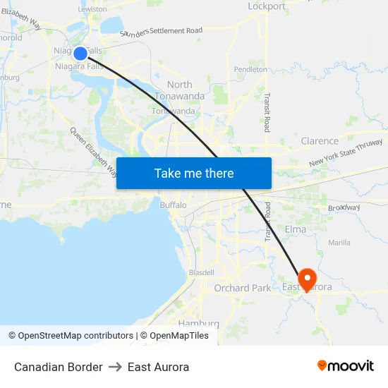 Canadian Border to East Aurora map
