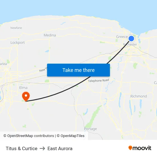 Titus & Curtice to East Aurora map
