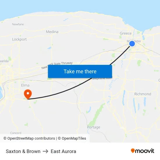 Saxton & Brown to East Aurora map