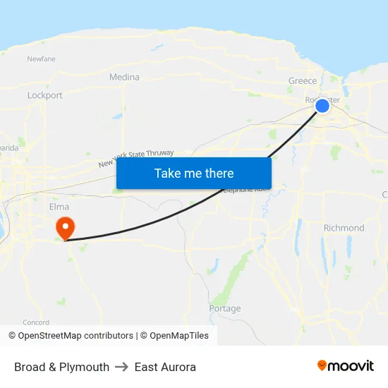 Broad & Plymouth to East Aurora map