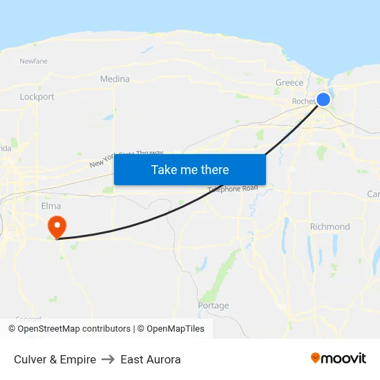 Culver & Empire to East Aurora map