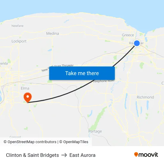 Clinton & Saint Bridgets to East Aurora map