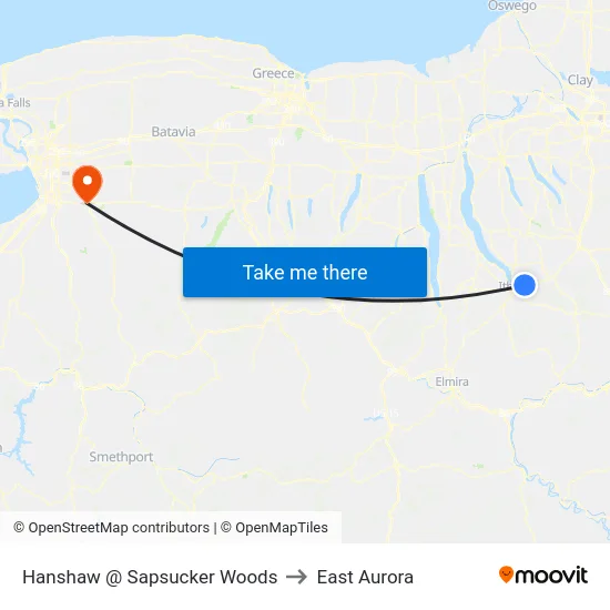 Hanshaw @ Sapsucker Woods to East Aurora map
