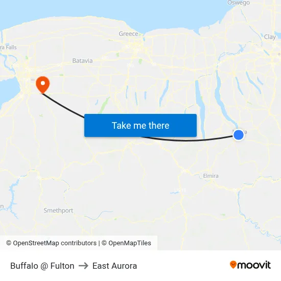 Buffalo @ Fulton to East Aurora map