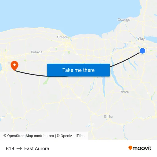 B18 to East Aurora map