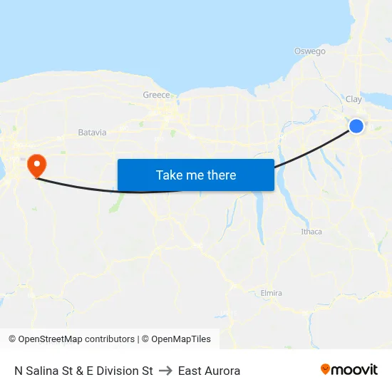 N Salina St & E Division St to East Aurora map