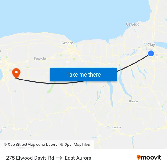 275 Elwood Davis Rd to East Aurora map