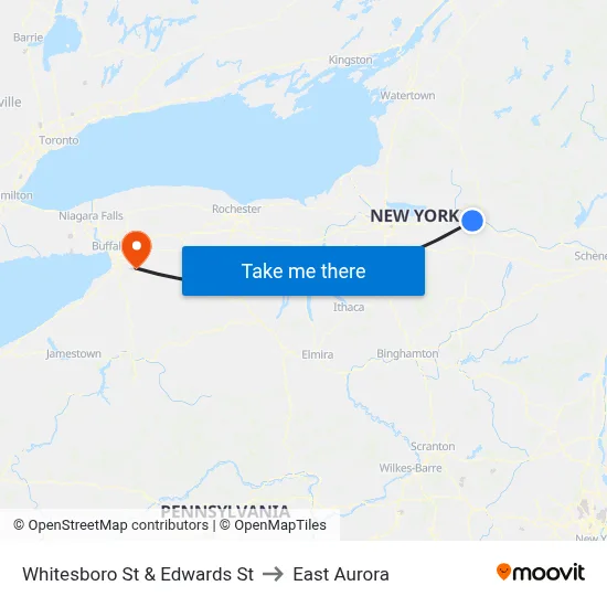 Whitesboro St & Edwards St to East Aurora map