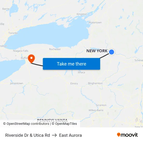 Riverside Dr & Utica Rd to East Aurora map