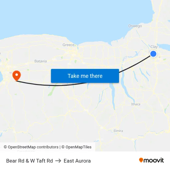 Bear Rd & W Taft Rd to East Aurora map