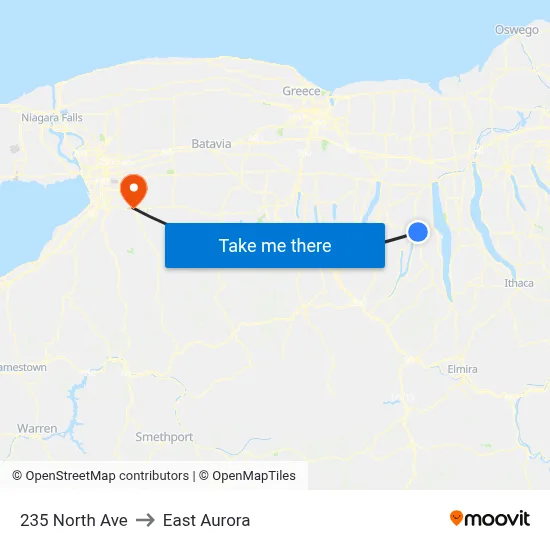 235 North Ave to East Aurora map
