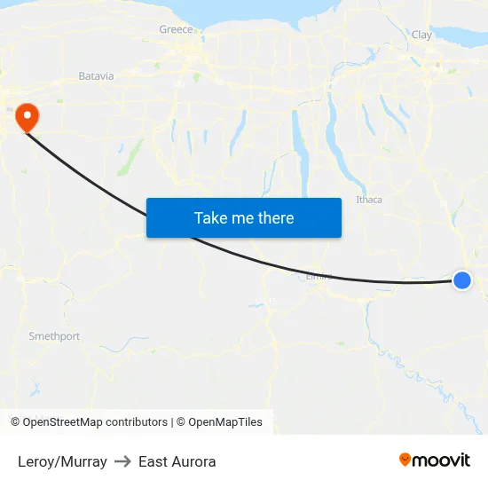 Leroy/Murray to East Aurora map