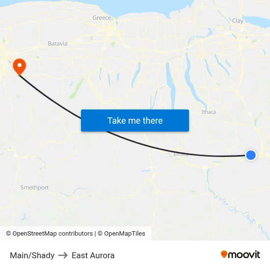 Main/Shady to East Aurora map