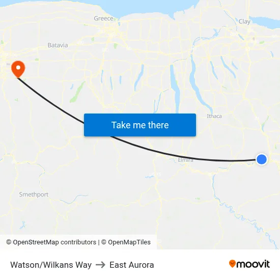 Watson/Wilkans Way to East Aurora map