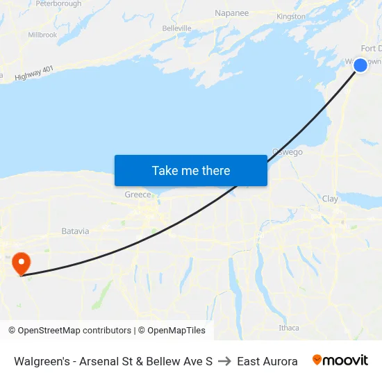 Walgreen's - Arsenal St & Bellew Ave S to East Aurora map
