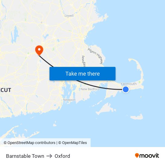 Barnstable Town to Oxford map