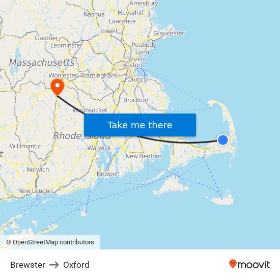 Brewster to Oxford map