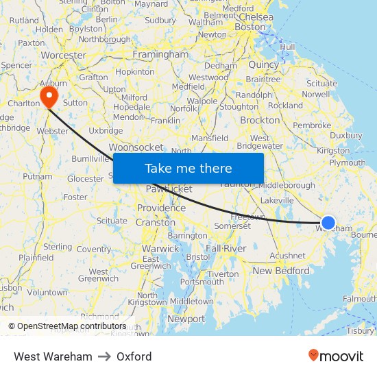 West Wareham to Oxford map