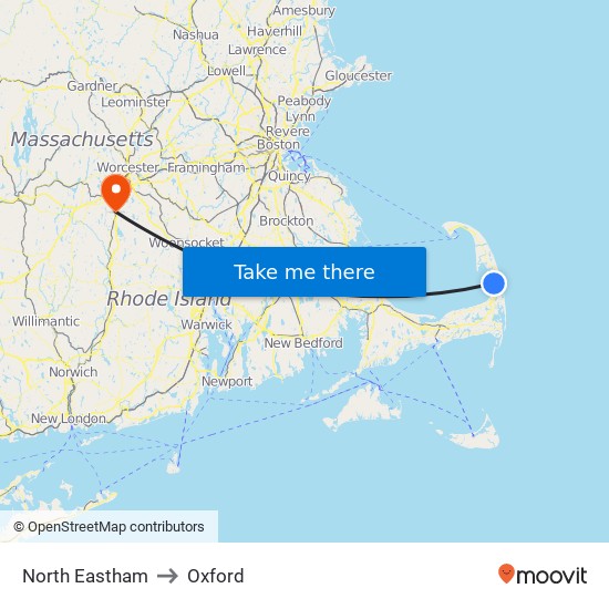 North Eastham to Oxford map