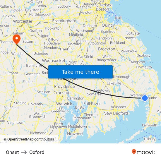 Onset to Oxford map