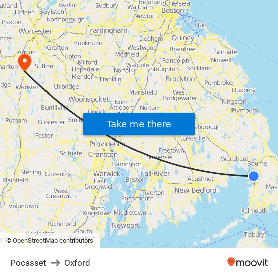 Pocasset to Oxford map