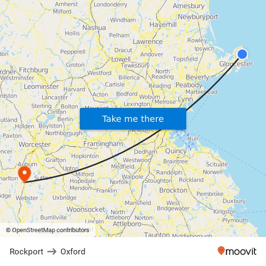 Rockport to Oxford map