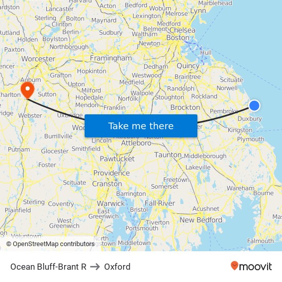 Ocean Bluff-Brant R to Oxford map