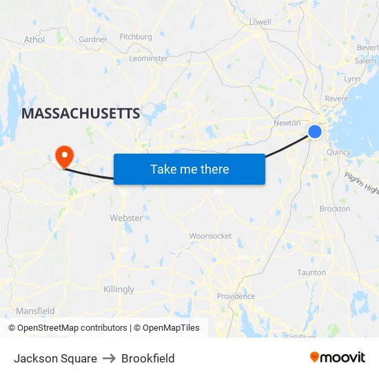 Jackson Square to Brookfield map