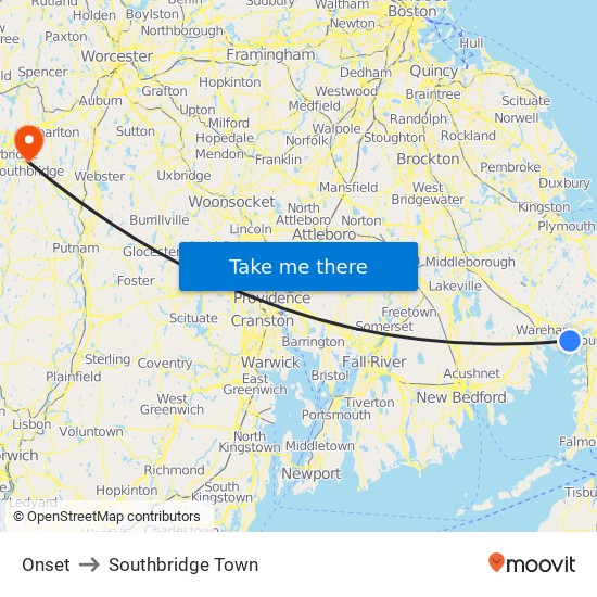 Onset to Southbridge Town map