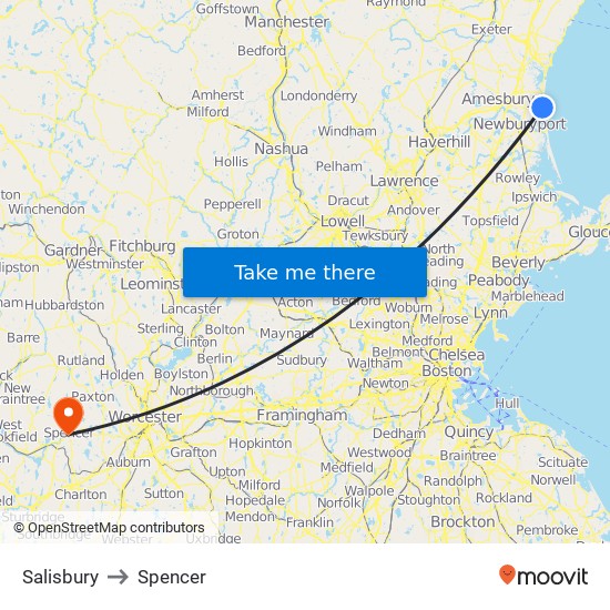Salisbury to Spencer map