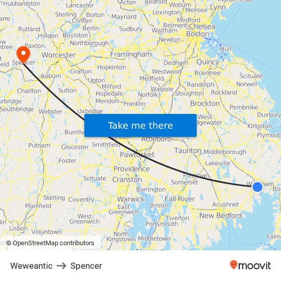 Weweantic to Spencer map