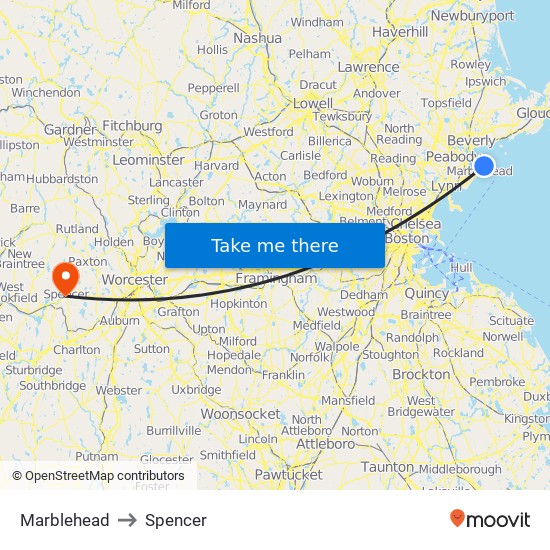Marblehead to Spencer map