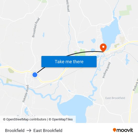 Brookfield to East Brookfield map