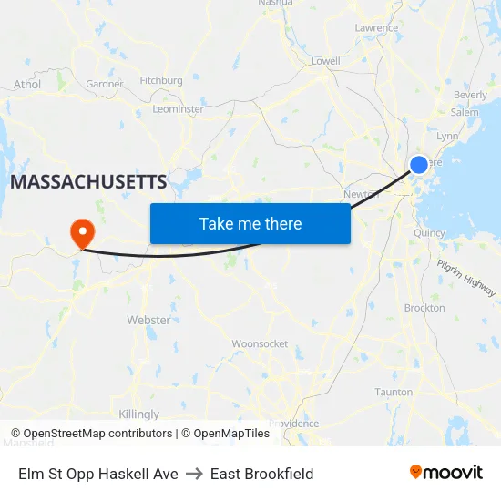 Elm St Opp Haskell Ave to East Brookfield map
