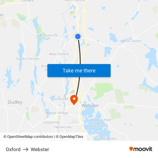Oxford to Webster map