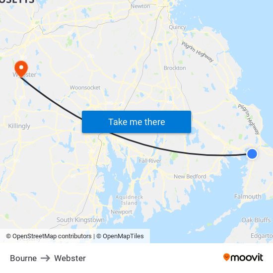 Bourne to Webster map