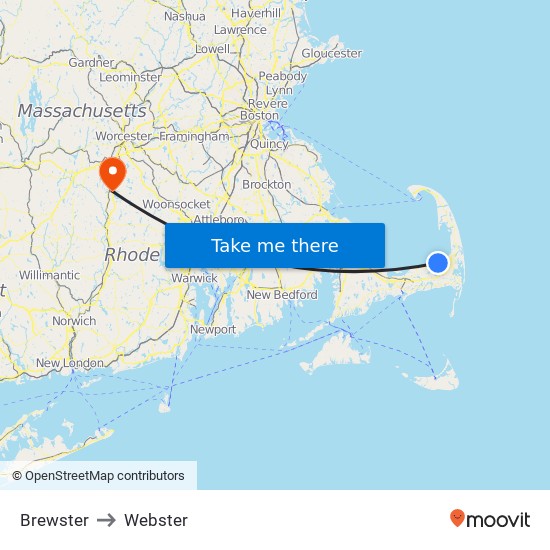 Brewster to Webster map