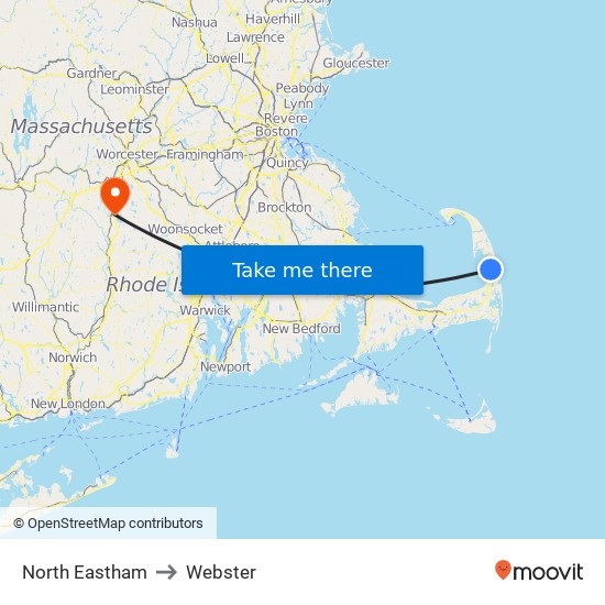 North Eastham to Webster map