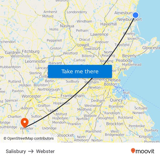 Salisbury to Webster map