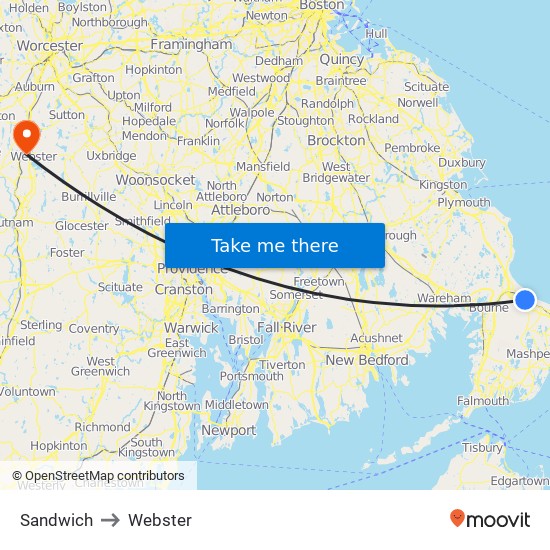 Sandwich to Webster map