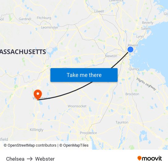 Chelsea to Webster map