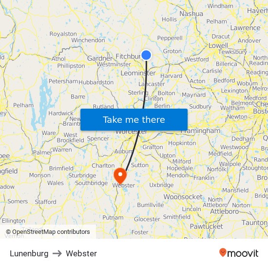 Lunenburg to Webster map