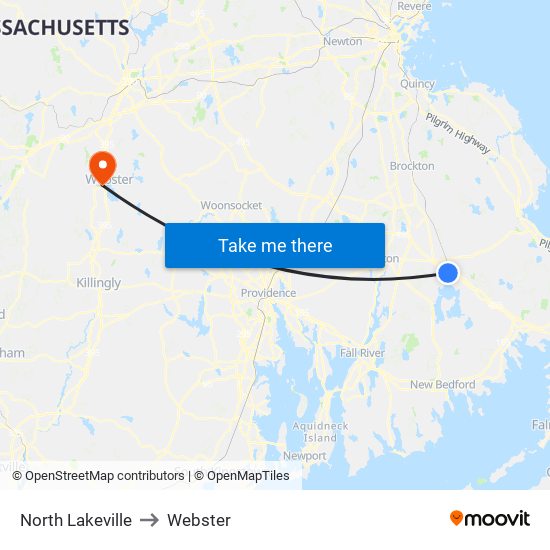 North Lakeville to Webster map