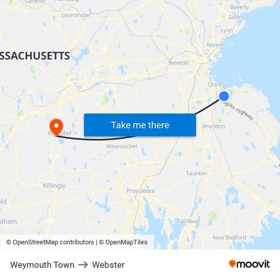 Weymouth Town to Webster map