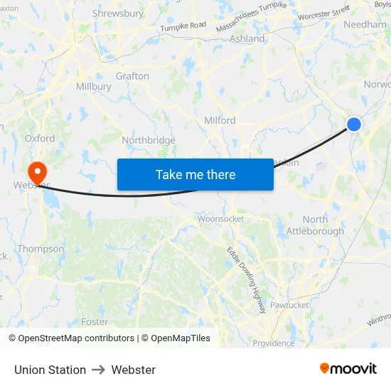 Union Station to Webster map